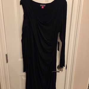 Vince Camuto Black Draped Long Sleeve Dress